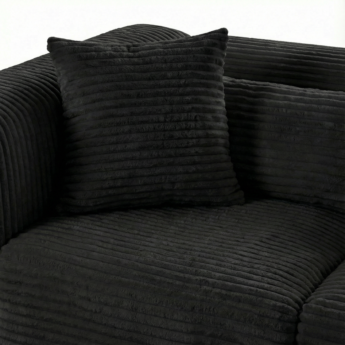 Tarra 4-Piece Fluffy Oversized Black Corduroy Modular U-Sectional by TOV Furniture – photo 5 of 7