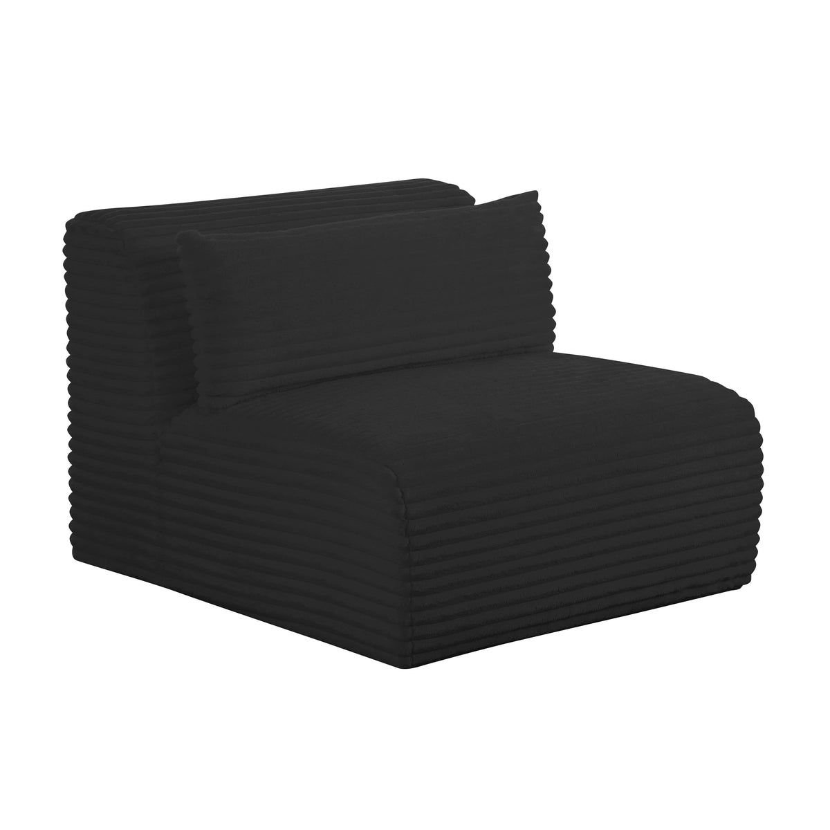 Tarra Fluffy Oversized Black Performance Corduroy Modular Armless Chair by TOV Furniture – photo 1 of 6