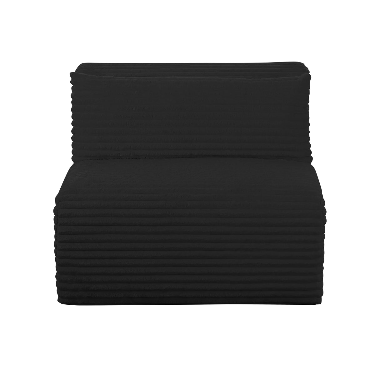 Tarra Fluffy Oversized Black Performance Corduroy Modular Armless Chair by TOV Furniture – photo 3 of 6