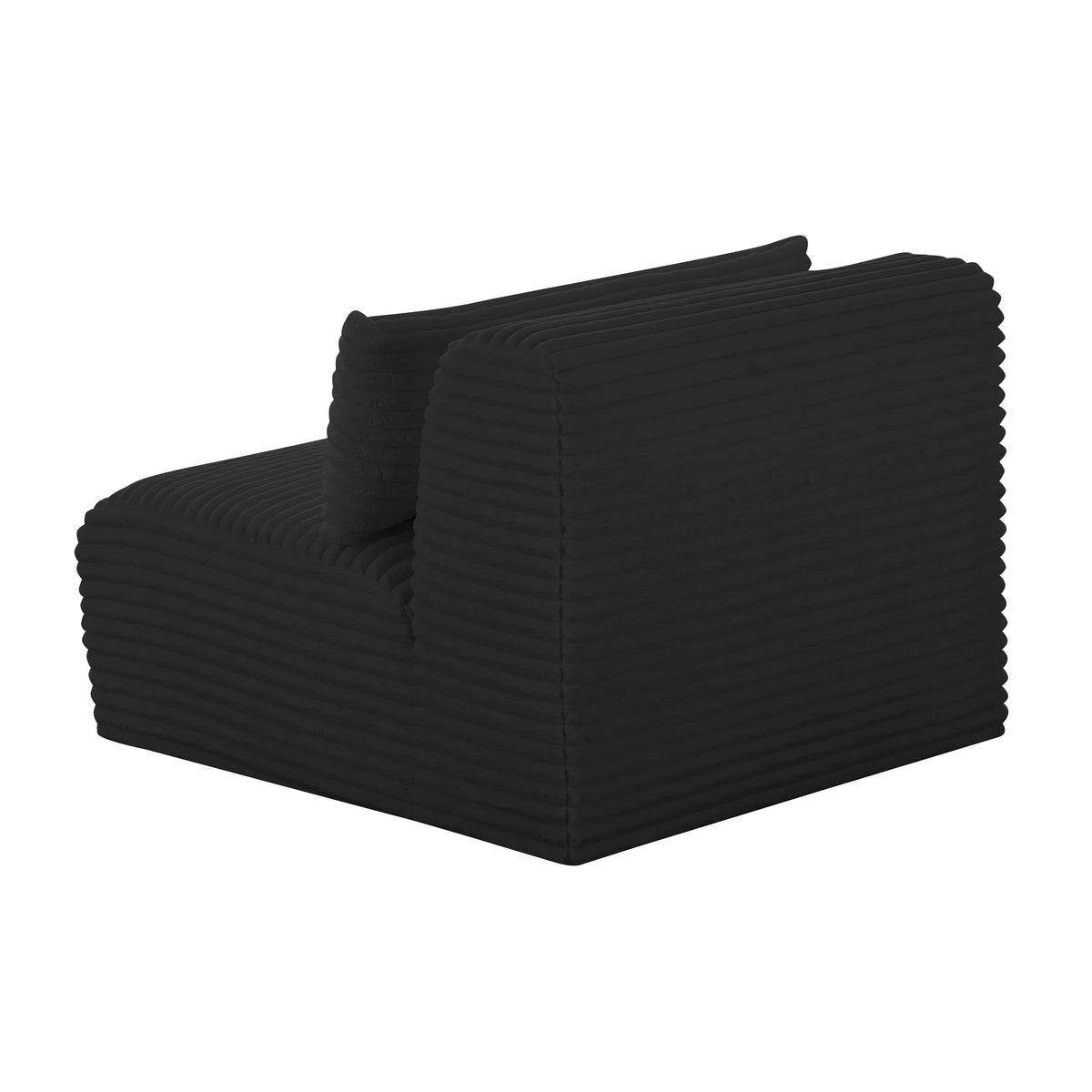 Tarra Fluffy Oversized Black Performance Corduroy Modular Armless Chair by TOV Furniture – photo 4 of 6