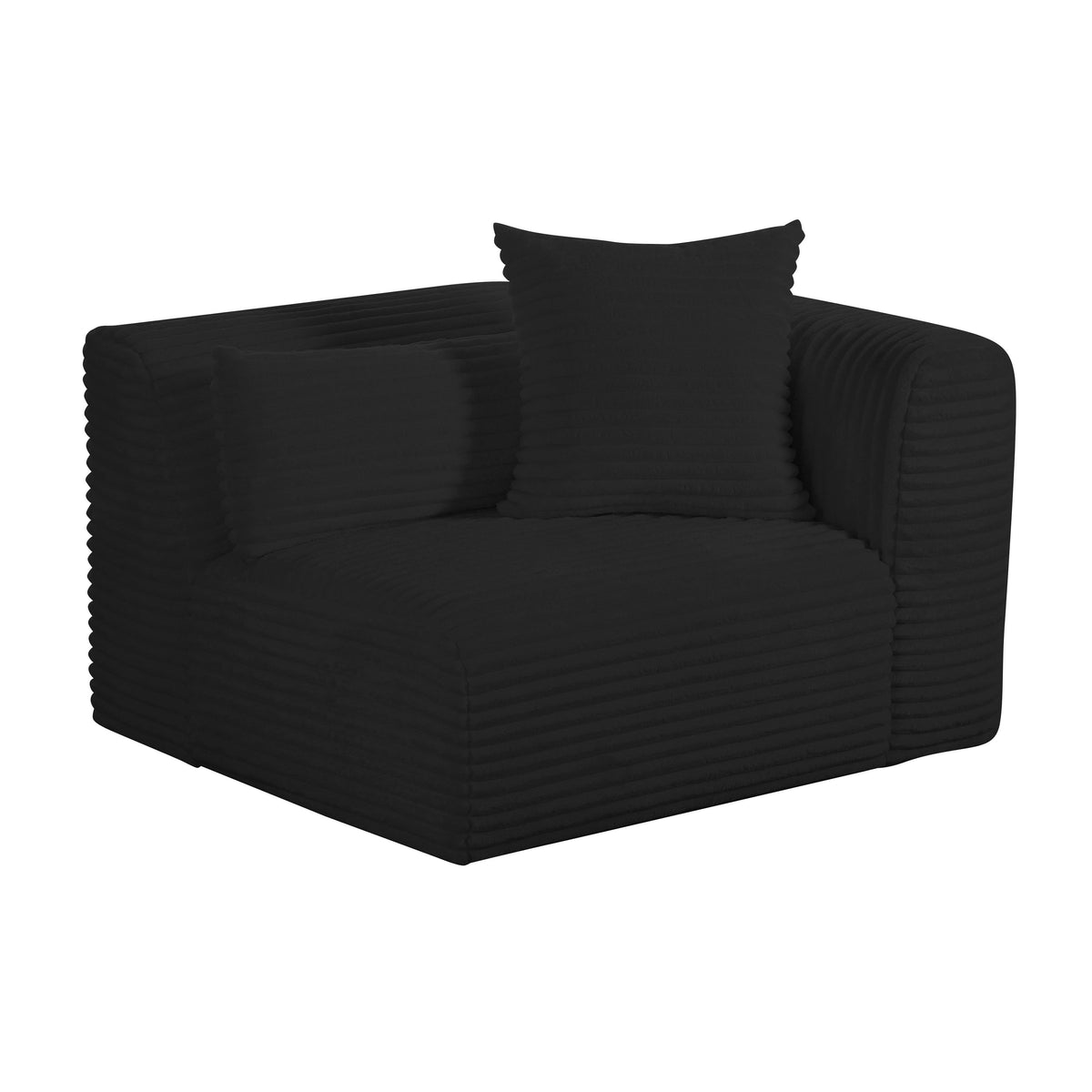 Tarra Fluffy Oversized Black Performance Corduroy Modular RAF Corner Chair by TOV Furniture – photo 1 of 7