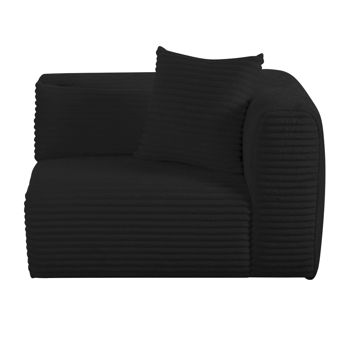 Tarra Fluffy Oversized Black Performance Corduroy Modular RAF Corner Chair by TOV Furniture – photo 3 of 7