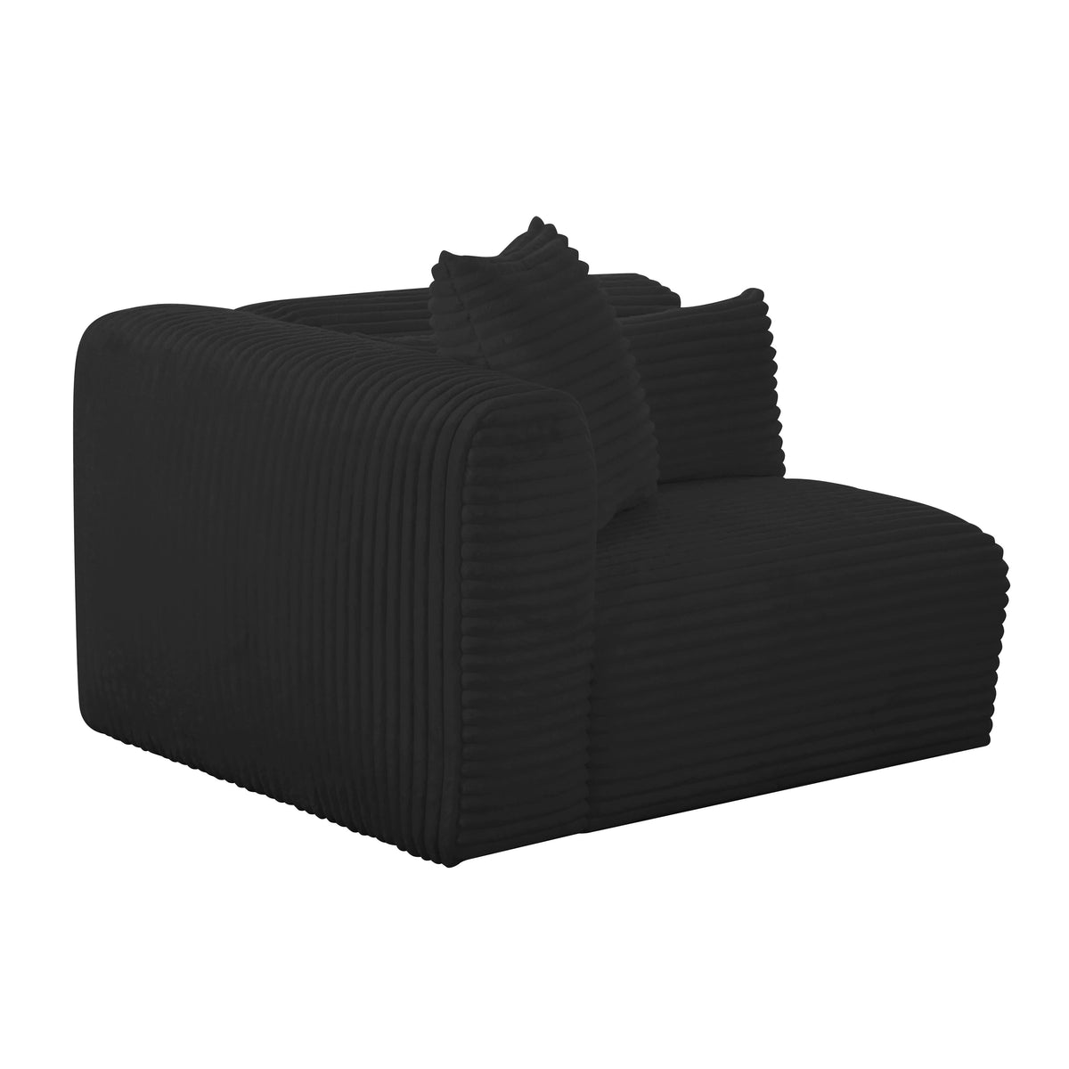 Tarra Fluffy Oversized Black Performance Corduroy Modular LAF Corner Chair by TOV Furniture – photo 1 of 7