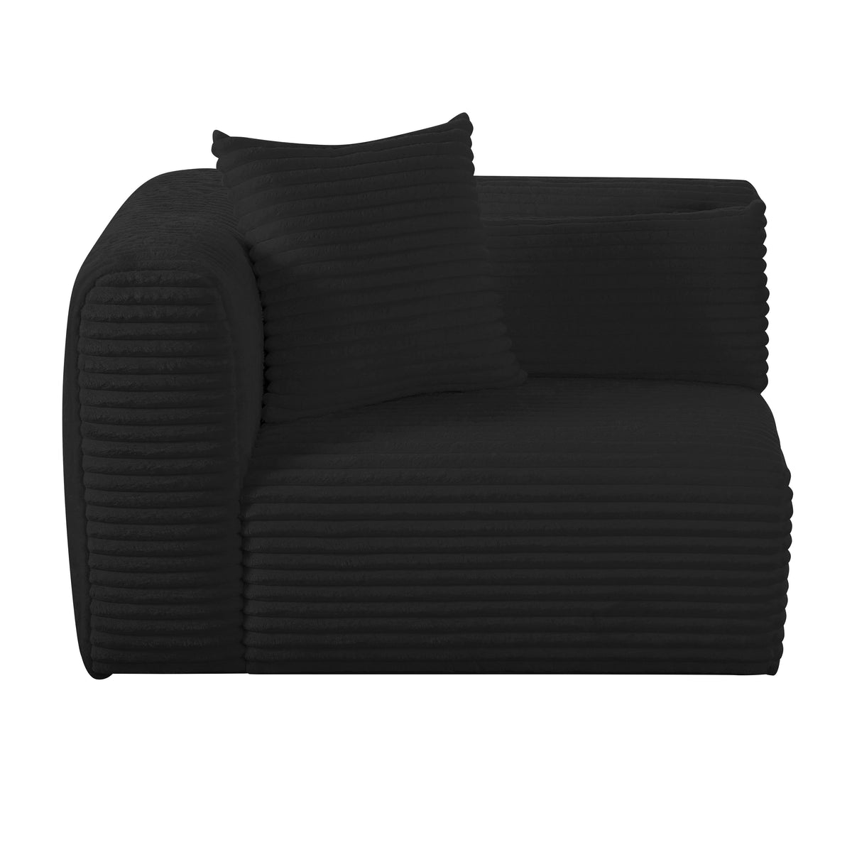 Tarra Fluffy Oversized Black Performance Corduroy Modular LAF Corner Chair by TOV Furniture – photo 3 of 7