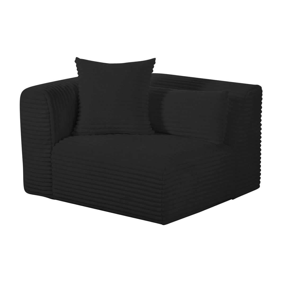 Tarra Fluffy Oversized Black Performance Corduroy Modular LAF Corner Chair by TOV Furniture – photo 4 of 7