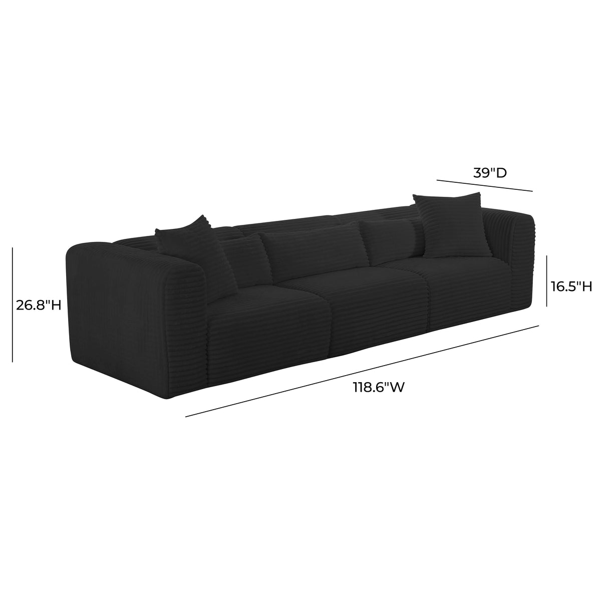 Tarra Fluffy Oversized Black Performance Corduroy Modular Sofa by TOV Furniture – photo 5 of 5