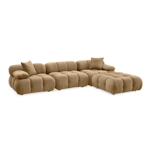 Calliope 4 Piece Cafe Au Lait Performance Velvet Modular Sectional by TOV L69017 Sec
