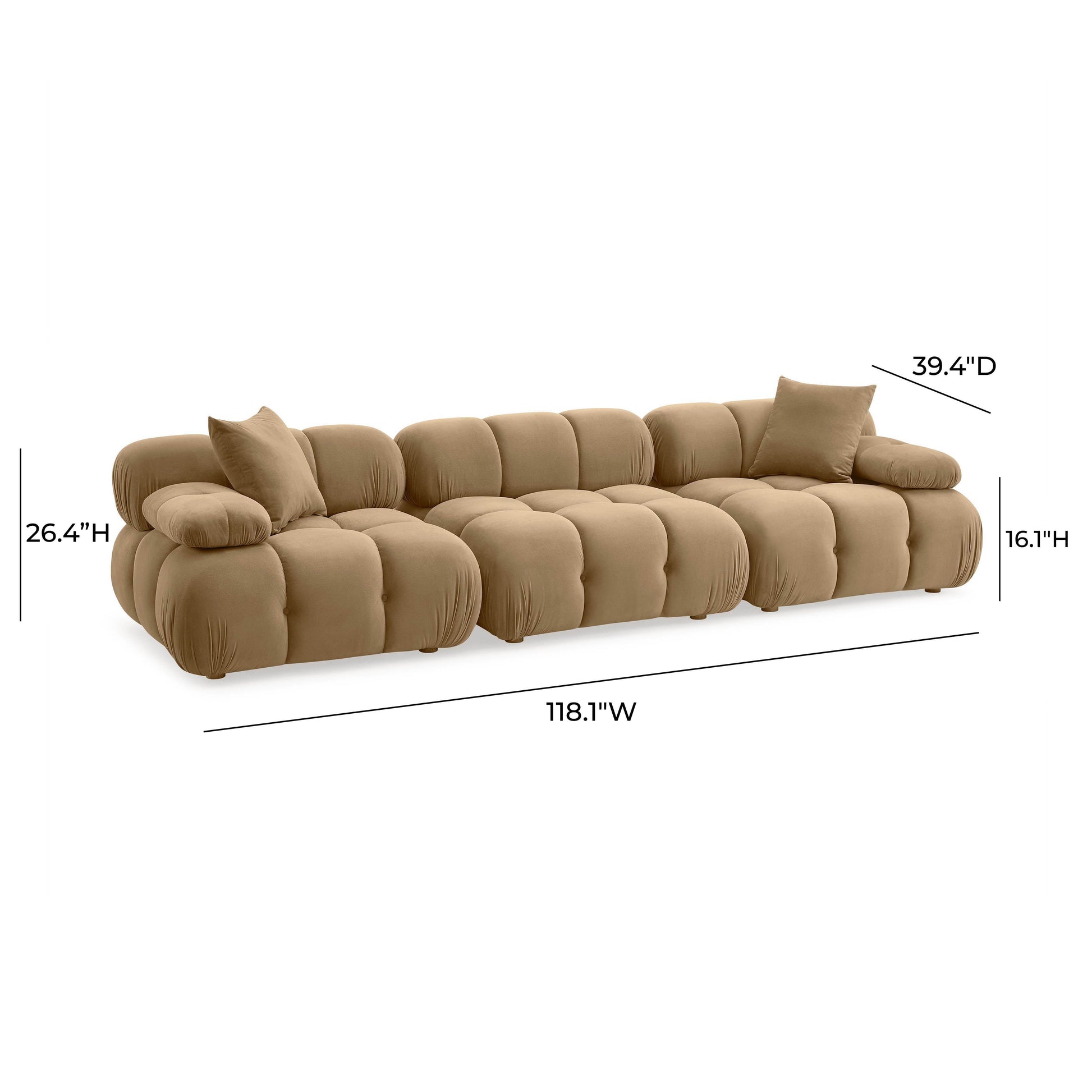 Calliope 118 Cafe Au Lait Performance Velvet Modular Sofa by TOV L69019