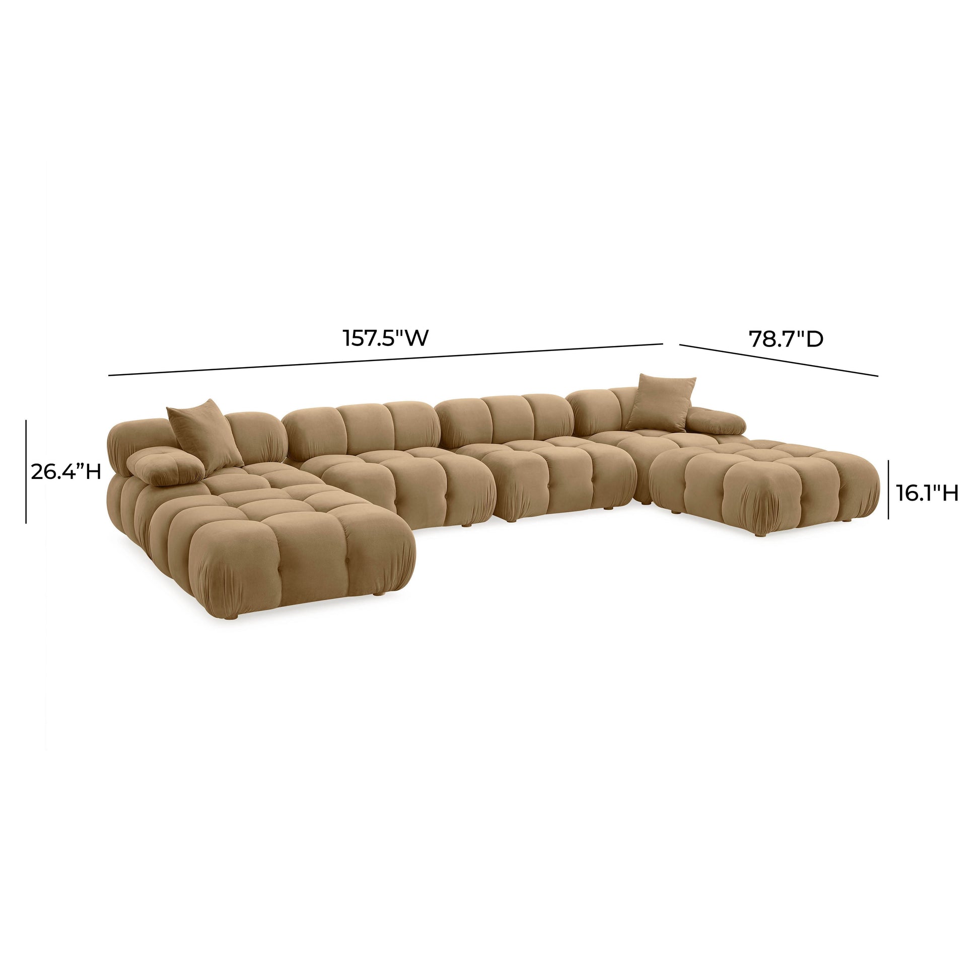 Calliope 6 Piece Cafe Au Lait Performance Velvet Modular U Sectional by TOV L69020 Sec
