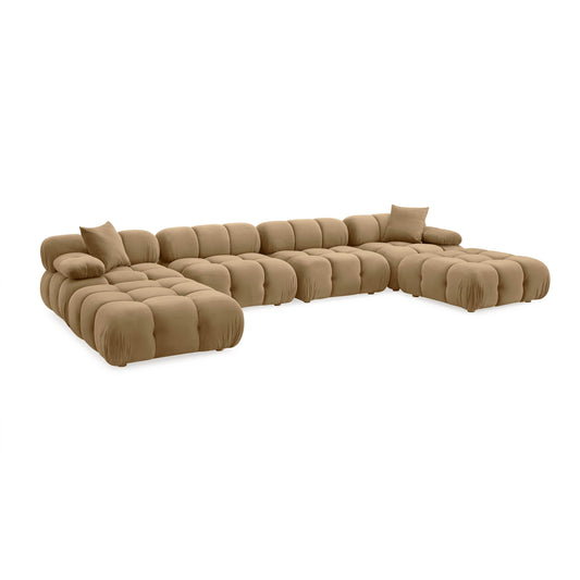Calliope 6 Piece Cafe Au Lait Performance Velvet Modular U Sectional by TOV L69020 Sec