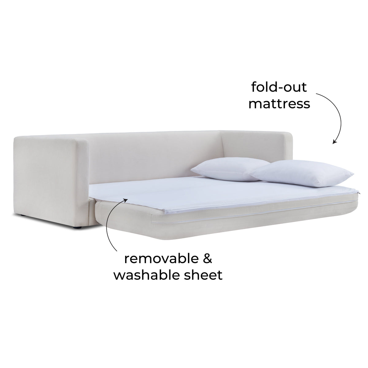 Ryan 91" Cream Upcycled Performance Linen Sleeper Sofa by TOV Furniture – photo 6 of 10