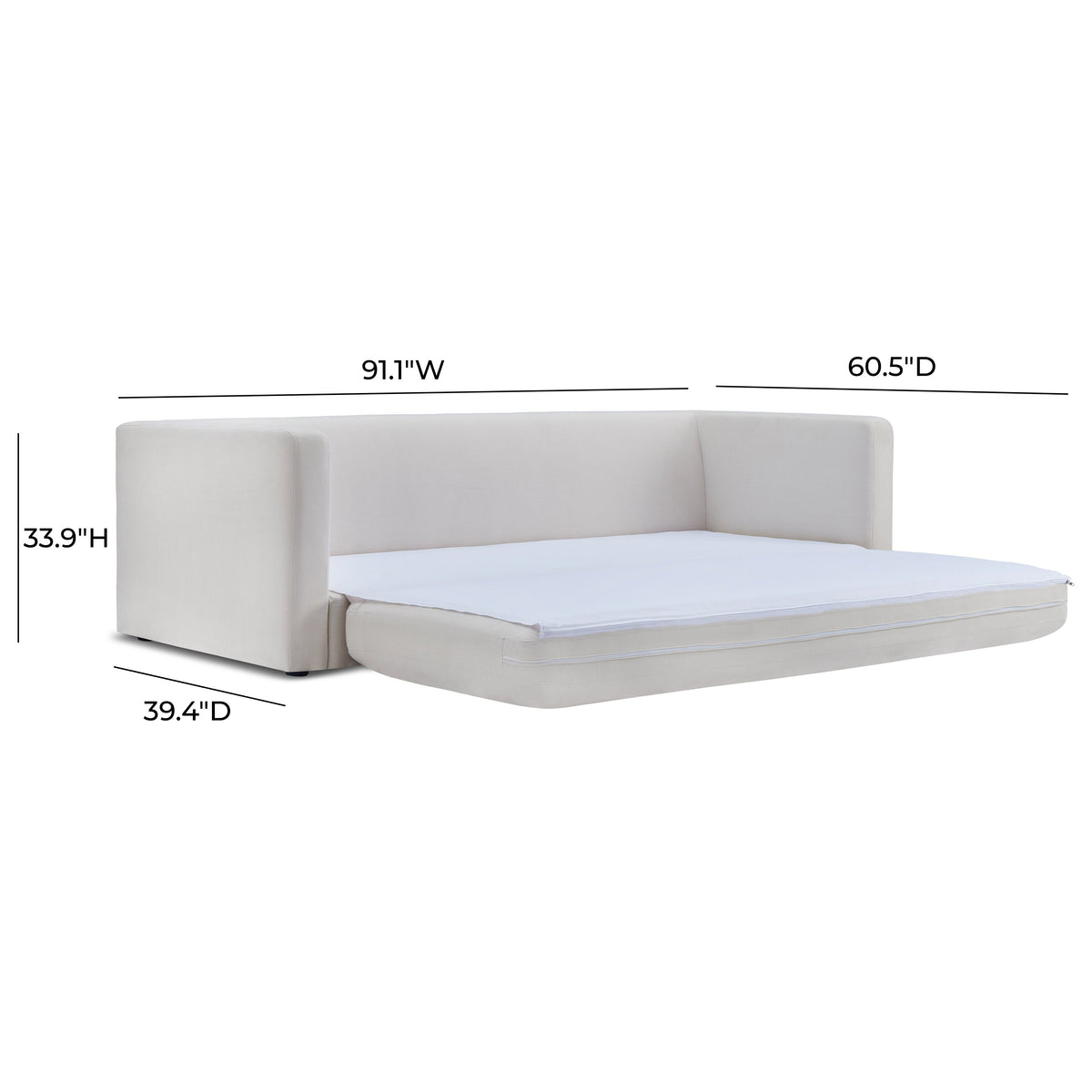 Ryan 91" Cream Upcycled Performance Linen Sleeper Sofa by TOV Furniture – photo 10 of 10