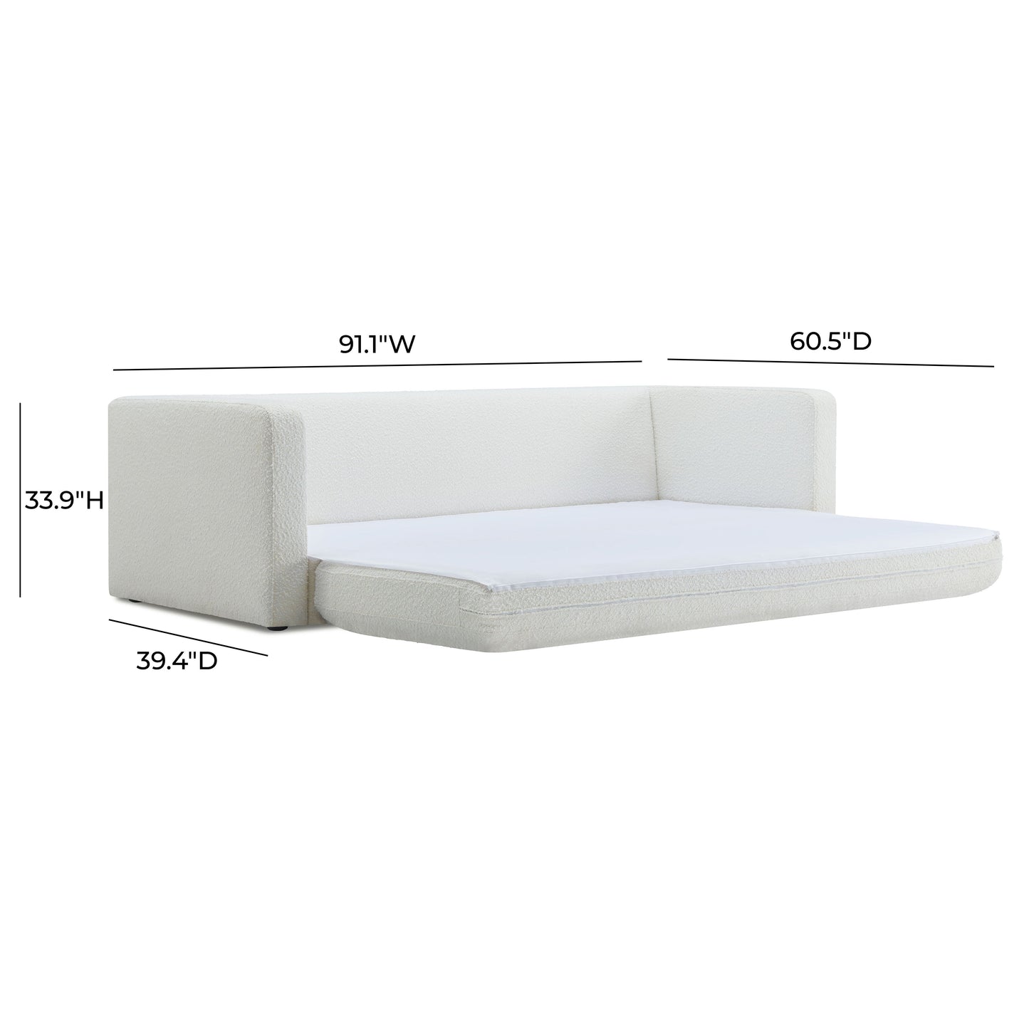 Ryan 91 Boucle Sofa Bed by TOV L69061