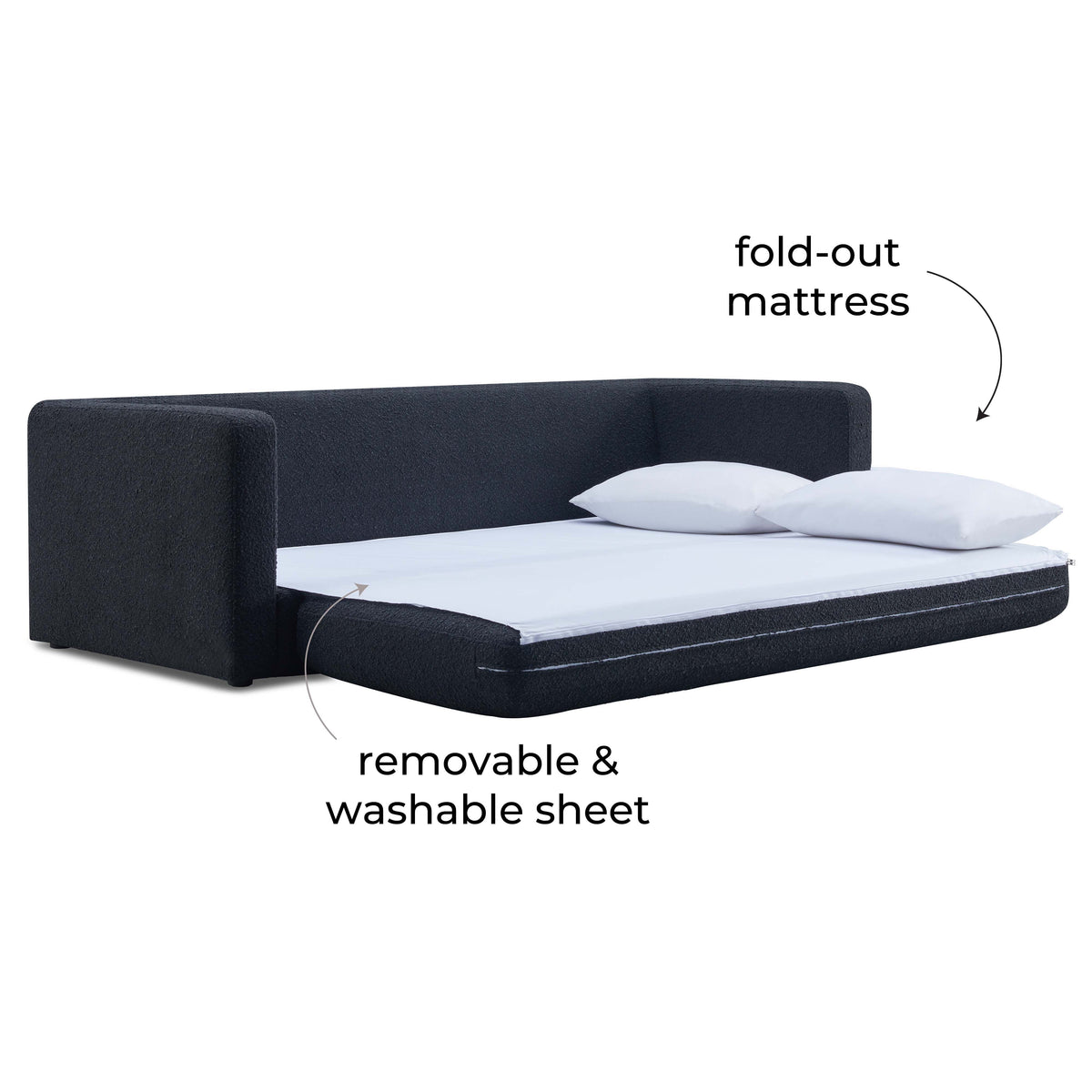 Ryan Black Boucle Sleeper Sofa by TOV Furniture – photo 6 of 10