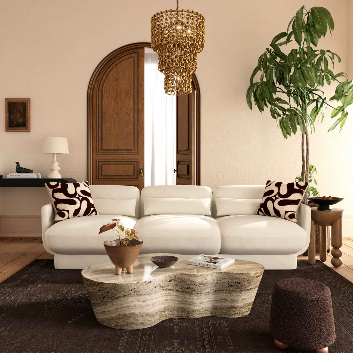 Azalea Cream Performance Velvet Sofa by TOV Furniture – photo 2 of 7