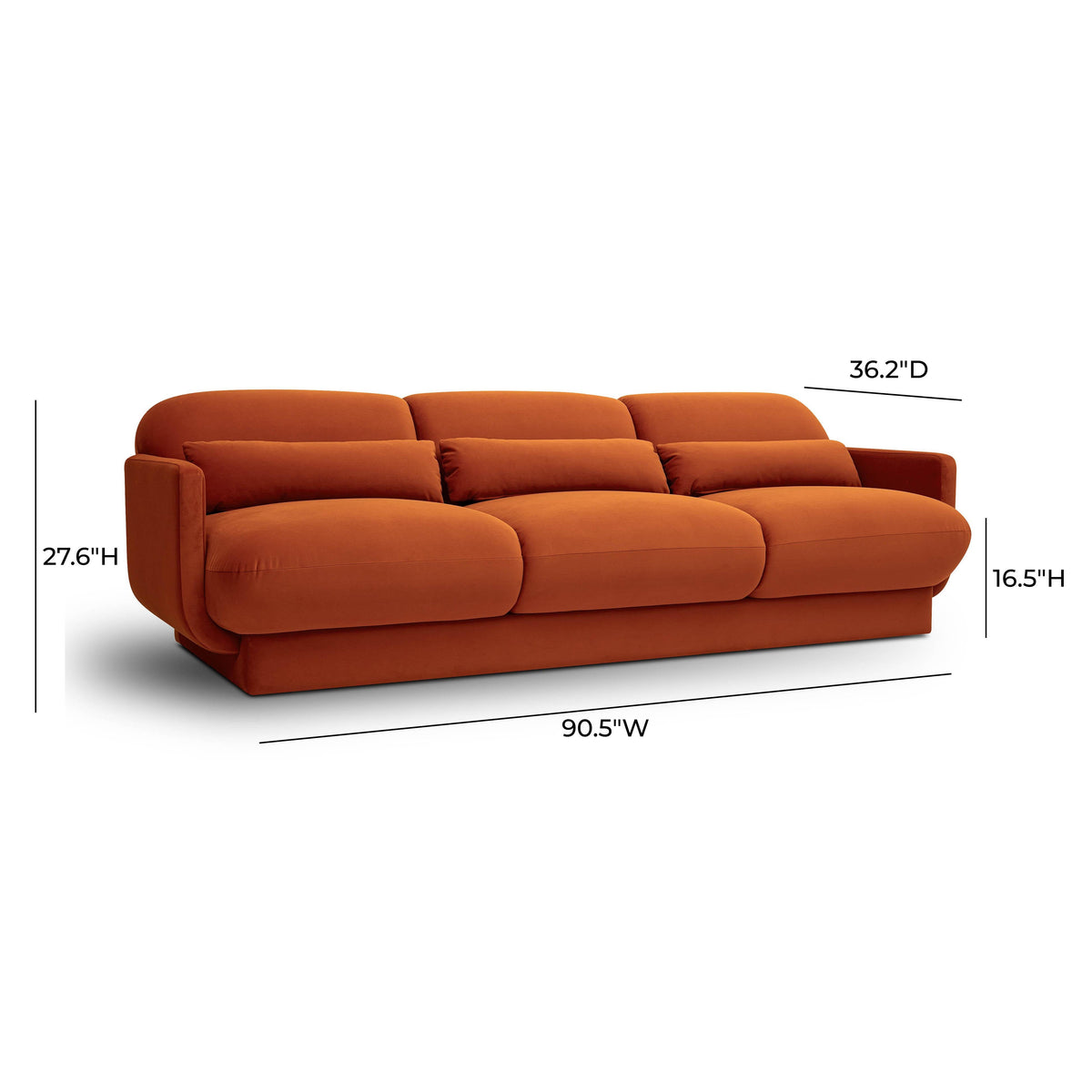 Azalea Rust Orange Performance Velvet Sofa by TOV Furniture – photo 6 of 7