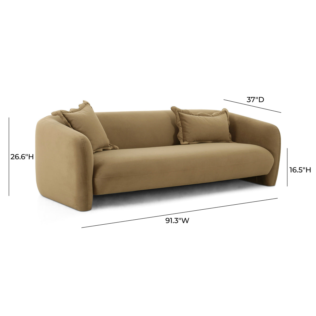 Lou 91" Cafe Au Lait Performance Velvet Sofa by TOV Furniture – photo 7 of 8