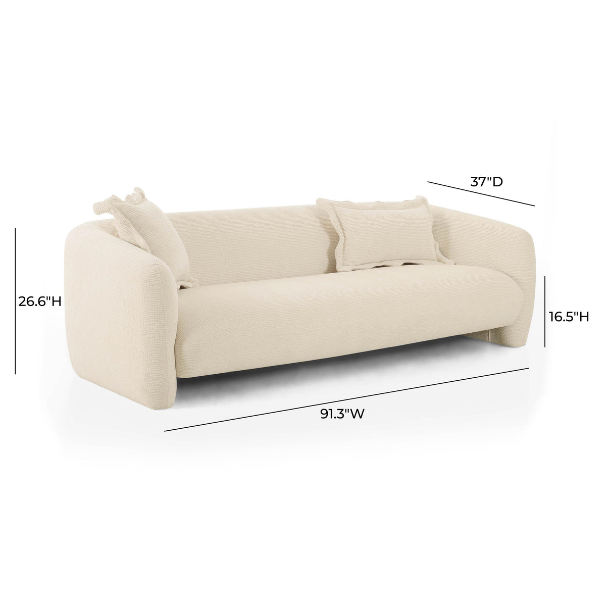 Lou 91" Sandstone Textured Performance Fabric Sofa by TOV Furniture – photo 6 of 7