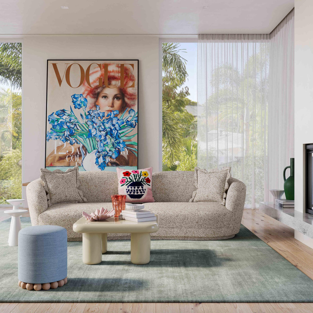 Marion Two-Tone Textured Performance Boucle Loveseat - LAF by TOV Furniture – photo 2 of 6