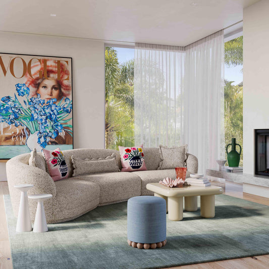 Marion 63" Two-Tone Textured Performance Boucle Armless Loveseat by TOV Furniture – photo 2 of 6
