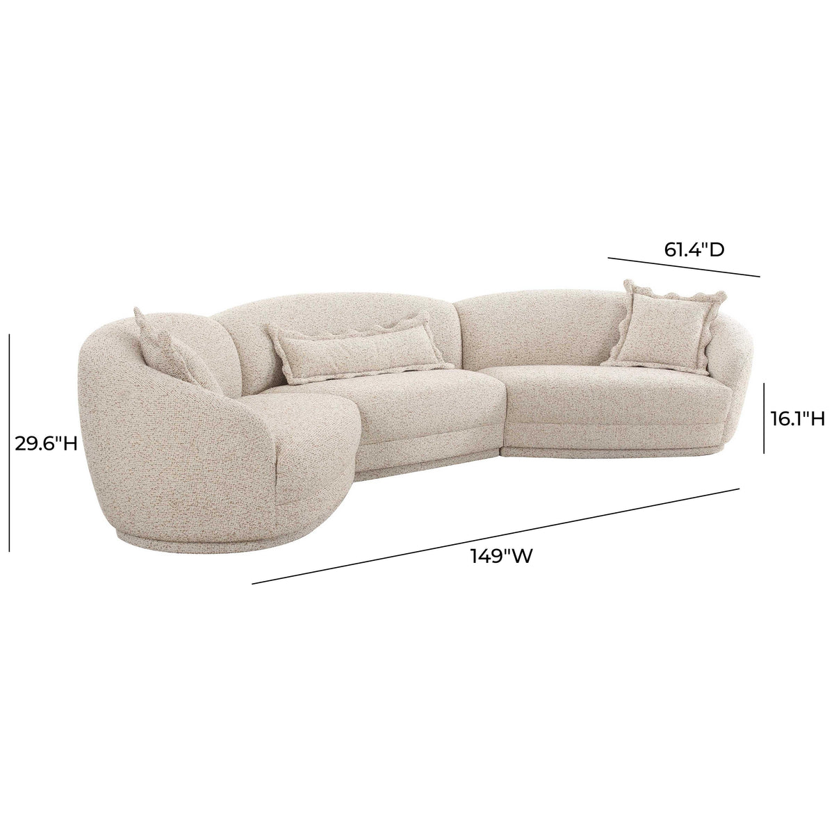 Marion 3-Piece Two-Tone Textured Performance Boucle Sectional by TOV Furniture – photo 6 of 6