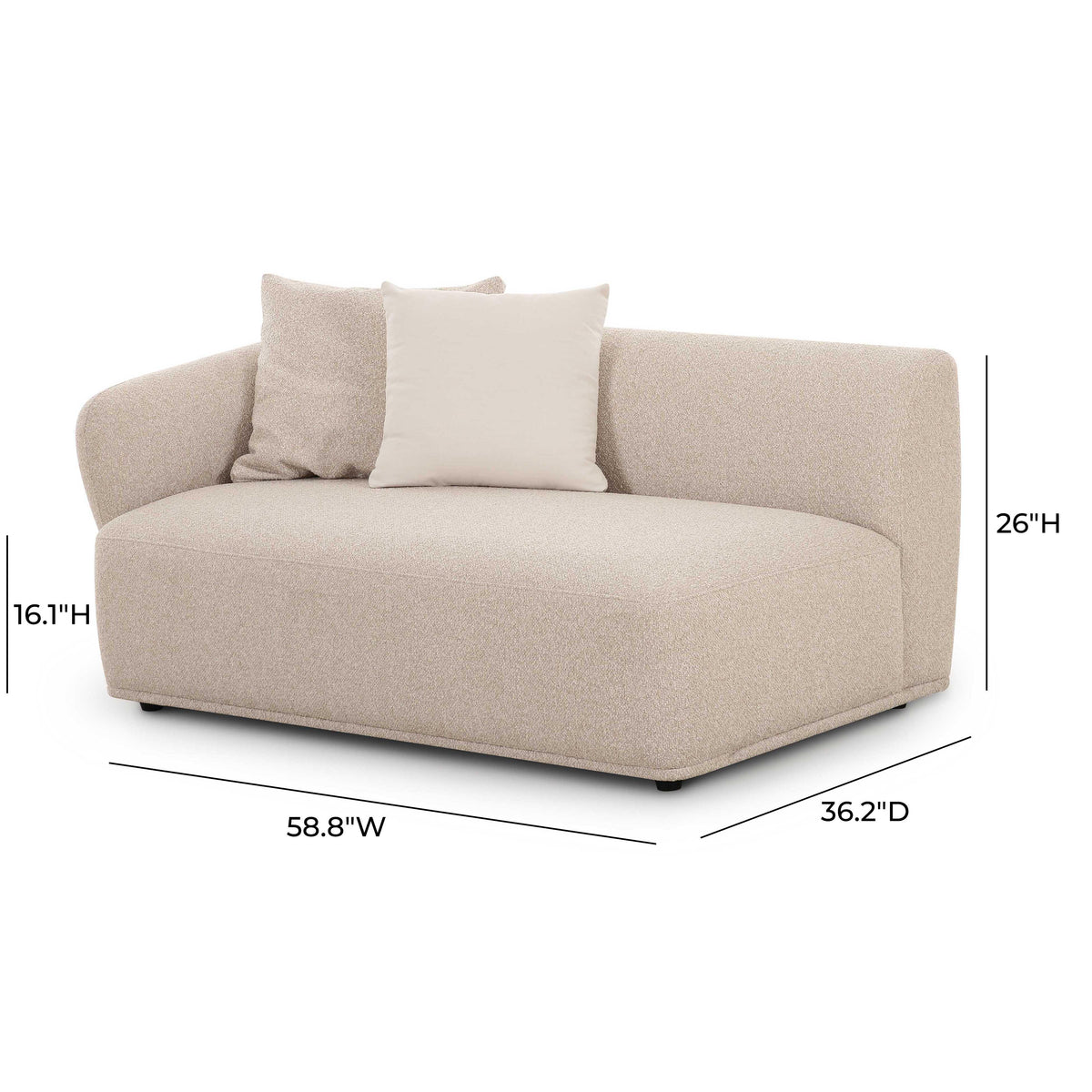 Sylvie Cream Performance Boucle Left Arm Chair 2-Seater by TOV Furniture – photo 5 of 6