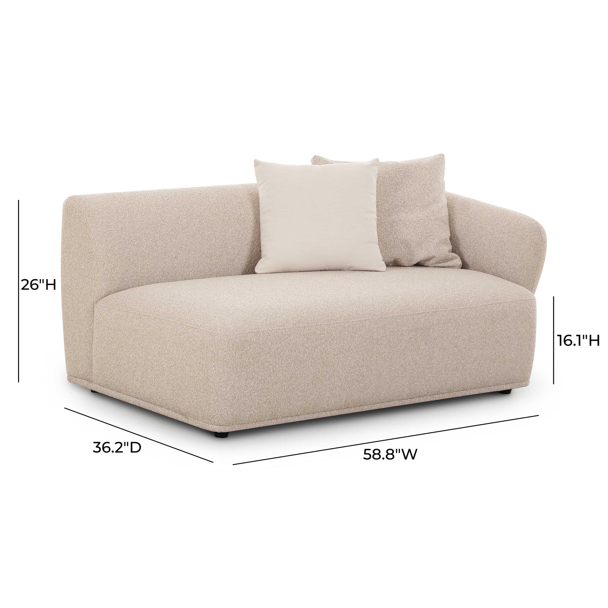 Sylvie 59 Cream Boucle Arm Loveseat by TOV L69094 Raf