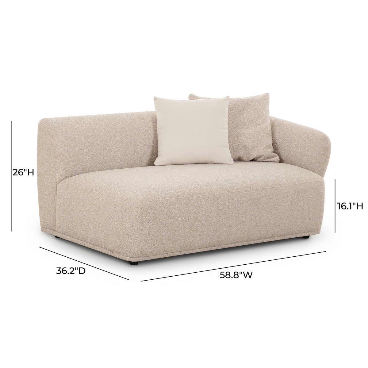 Sylvie Cream Performance Boucle Right Arm Chair 2-Seater by TOV Furniture – photo 5 of 6