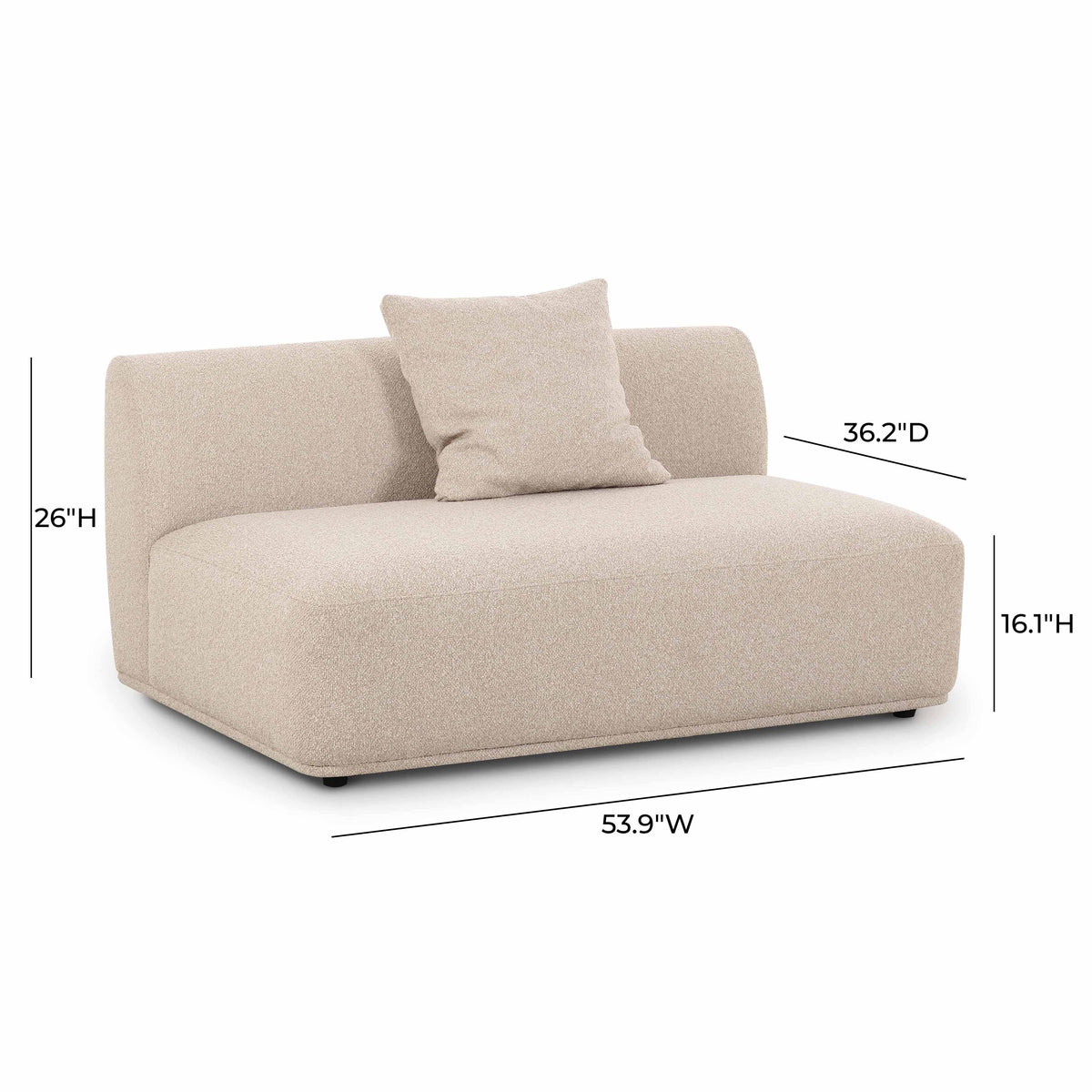 Sylvie 54" Cream Performance Boucle Armless Loveseat by TOV Furniture – photo 5 of 6