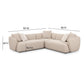 Sylvie 3 Piece Cream Boucle L Shaped Sectional by TOV L69098 Sec