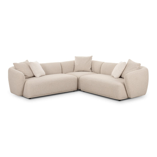 Sylvie 3 Piece Cream Boucle L Shaped Sectional by TOV L69098 Sec