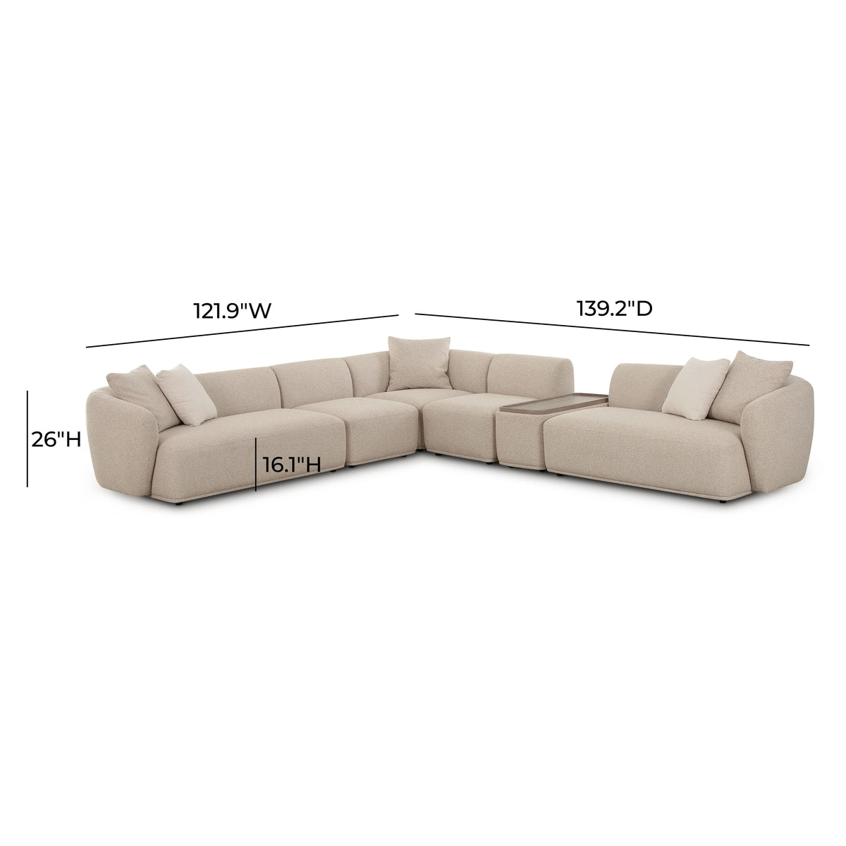 Sylvie 6-Piece Cream Performance Boucle Large Sectional by TOV Furniture – photo 6 of 7