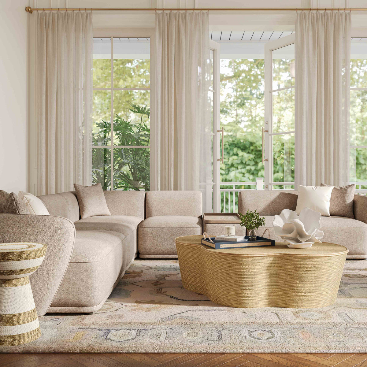 Sylvie 6-Piece Cream Performance Boucle Large Sectional by TOV Furniture – photo 2 of 7