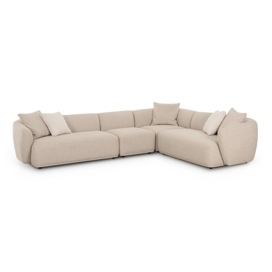 Sylvie 4 Piece Cream Boucle Sectional by TOV L69098 Sec2