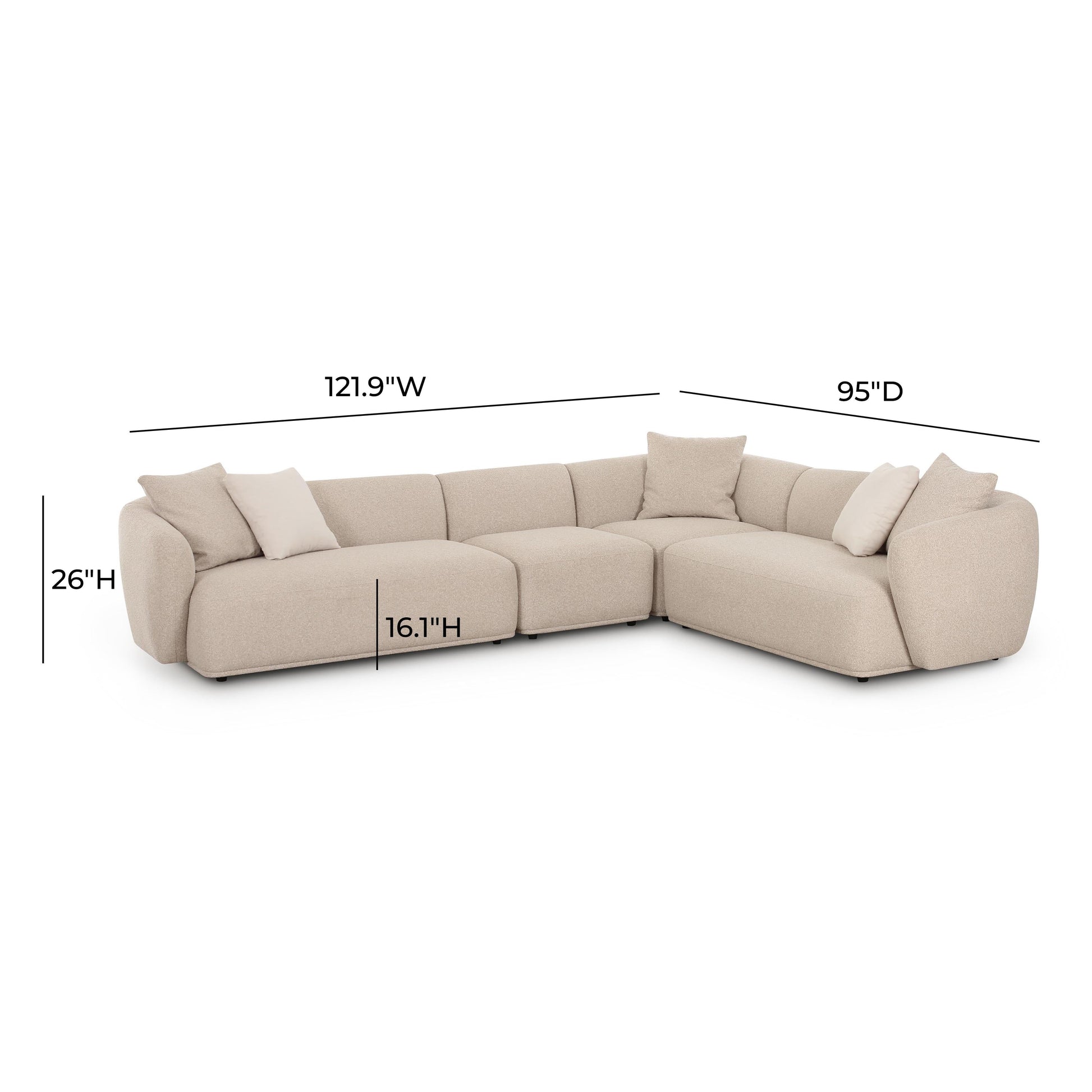 Sylvie 4 Piece Cream Boucle Sectional by TOV L69098 Sec2