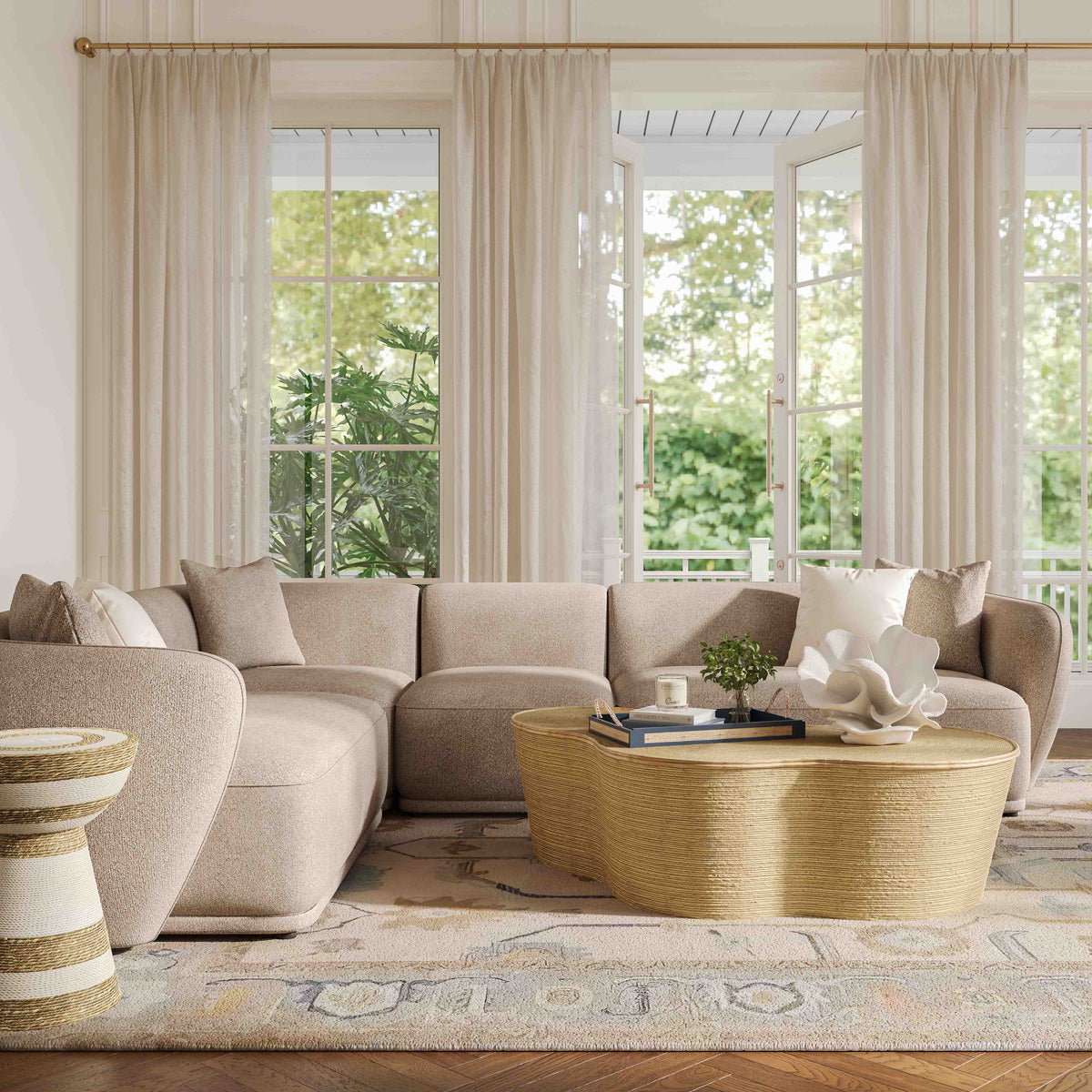 Sylvie 4-Piece Cream Performance Boucle Sectional by TOV Furniture – photo 2 of 7