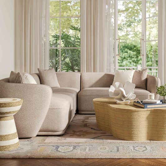 Sylvie 3-Piece Cream Performance Boucle L-Shaped Sectional by TOV Furniture – photo 2 of 7