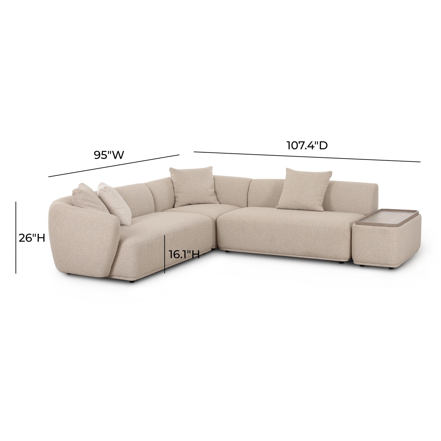 Sylvie 4 Piece Cream Boucle Chaise Sectional by TOV L69099 Raf