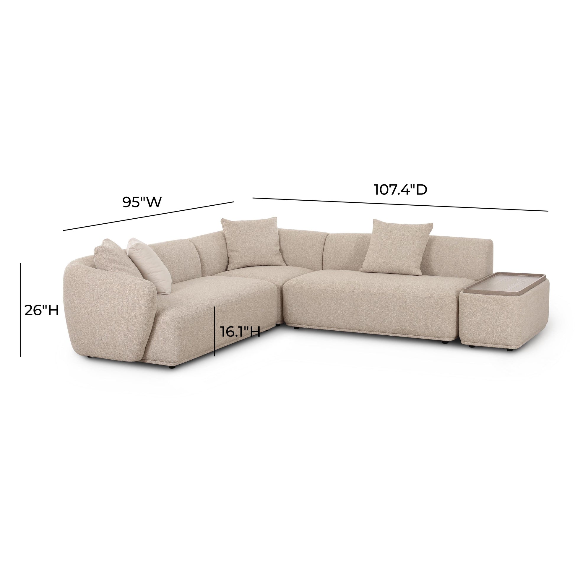 Sylvie 4 Piece Cream Boucle Chaise Sectional by TOV L69099 Laf