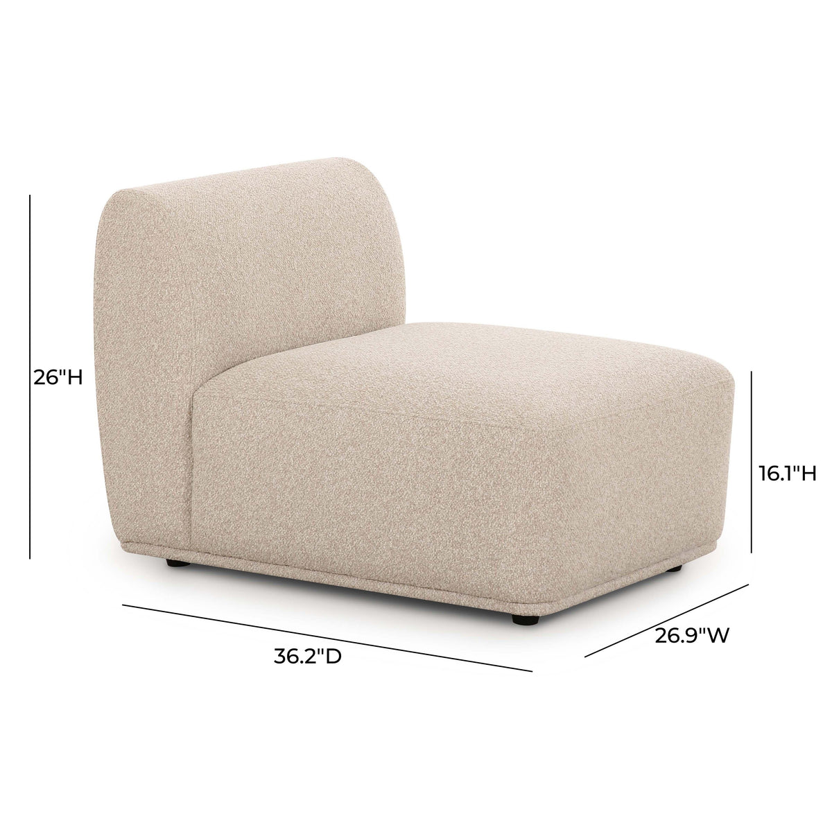 Sylvie Cream Performance Boucle Armless Chair by TOV Furniture – photo 5 of 6