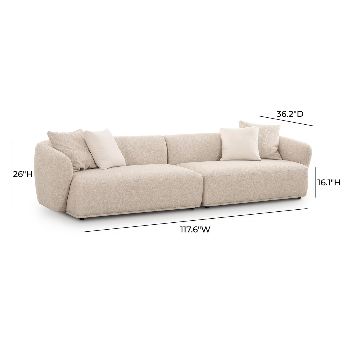 Sylvie 118" Cream Performance Boucle Sofa by TOV Furniture – photo 5 of 6