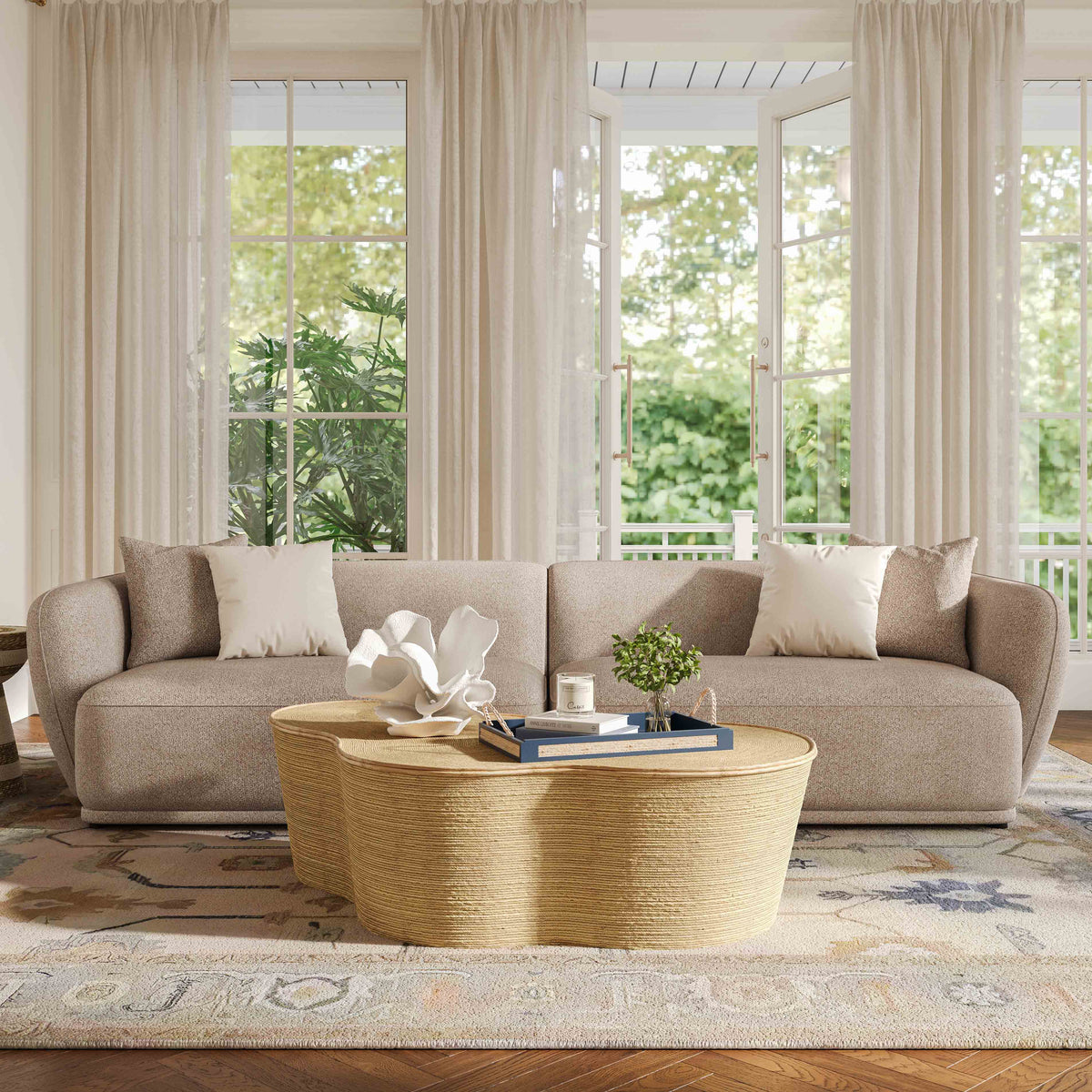 Sylvie 118" Cream Performance Boucle Sofa by TOV Furniture – photo 2 of 6