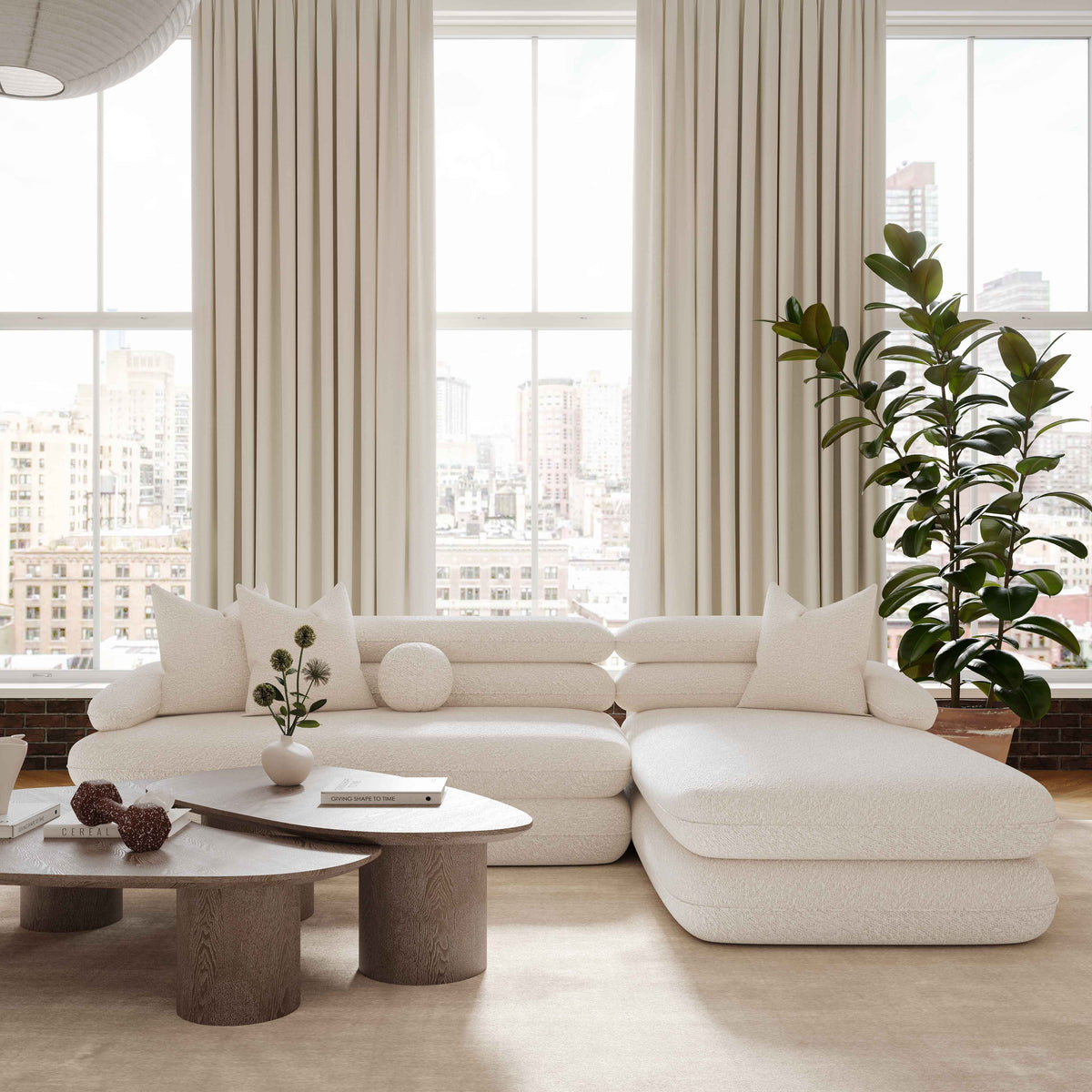 Lulu Cream Performance Boucle Modular RAF Sectional by TOV Furniture – photo 2 of 6