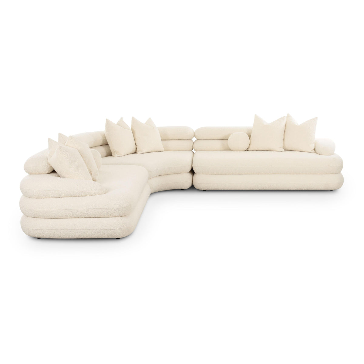 Lulu 3-Piece Cream Performance Boucle Modular Curved L-Sectional by TOV Furniture – photo 1 of 6