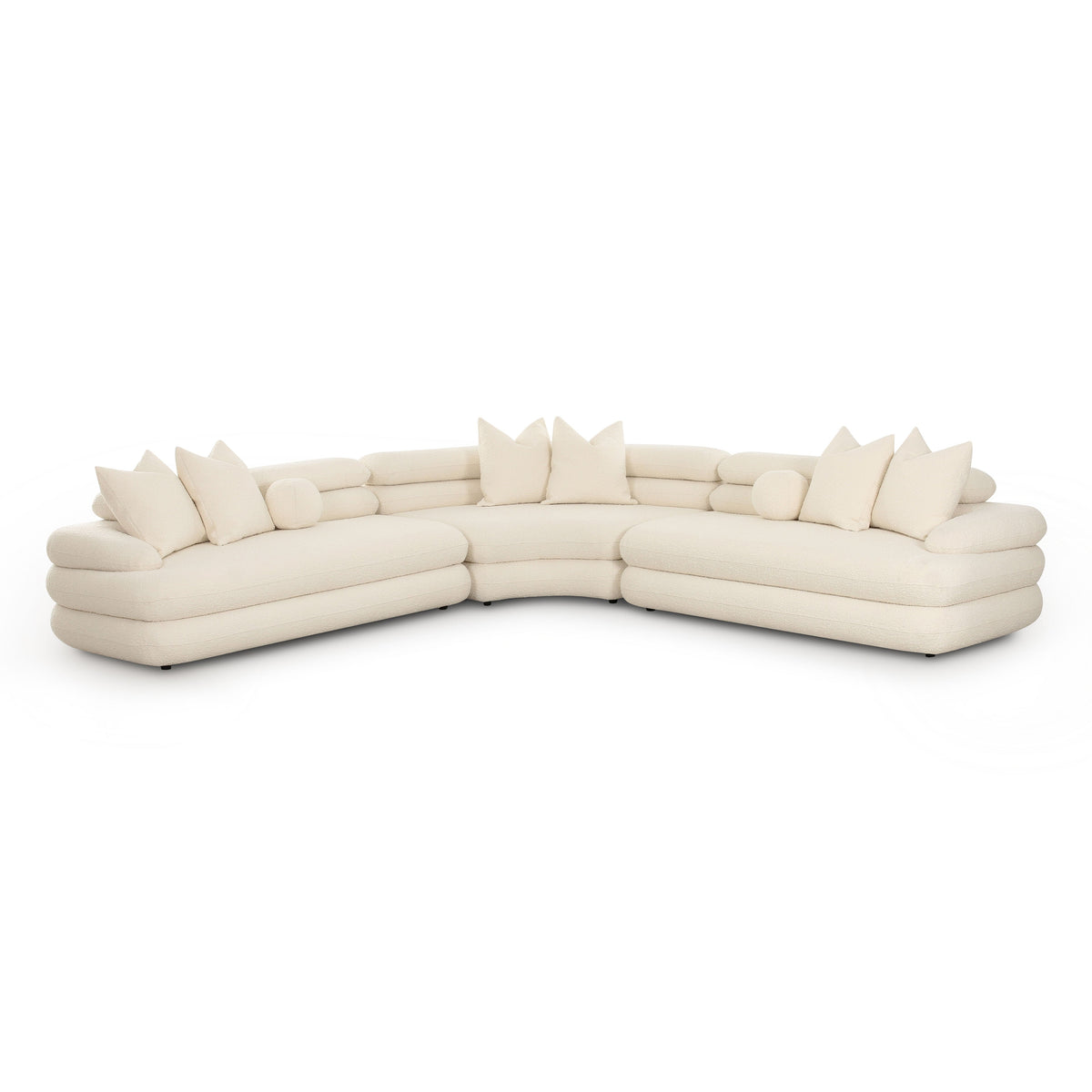 Lulu 3-Piece Cream Performance Boucle Modular Curved L-Sectional by TOV Furniture – photo 3 of 6