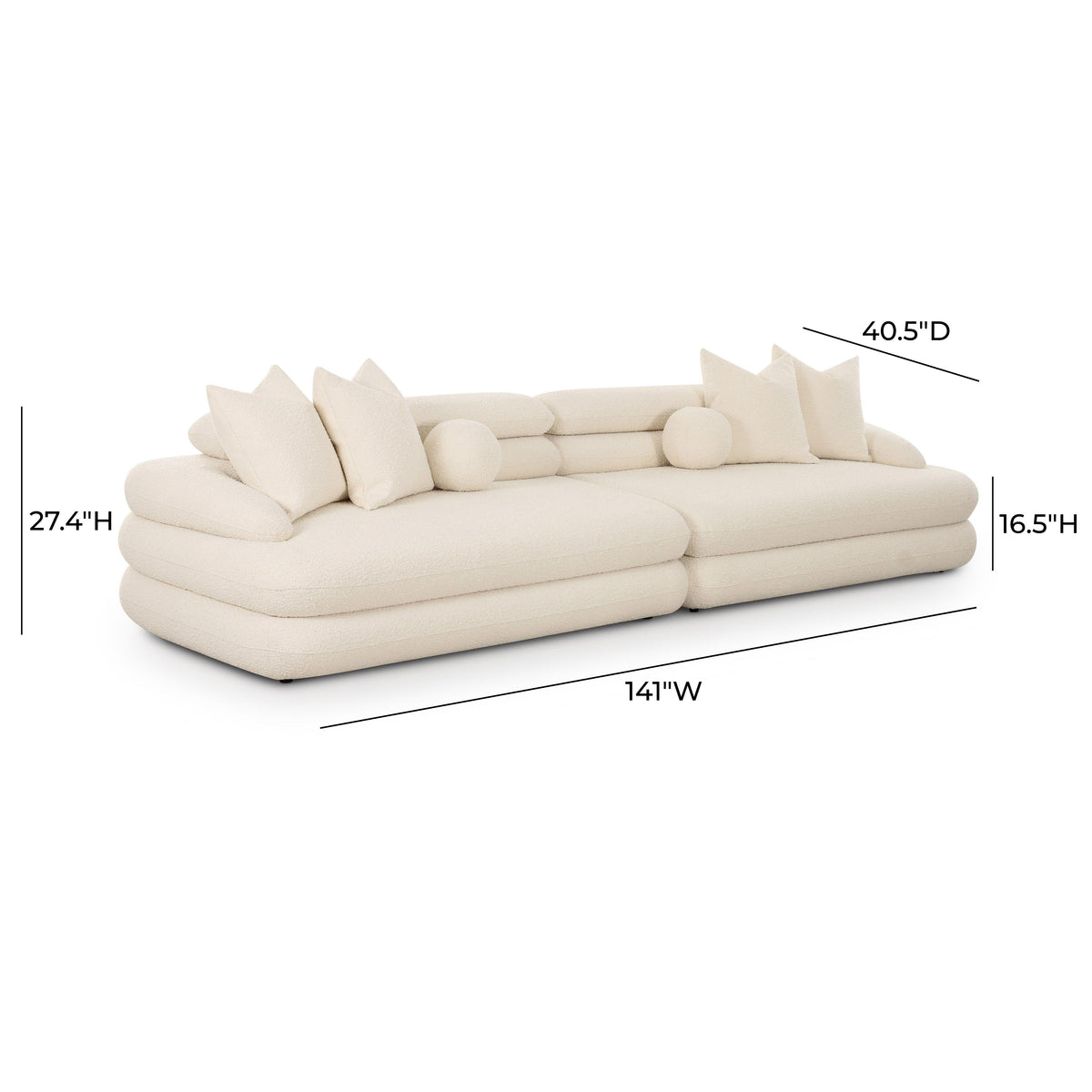 Lulu 141" Cream Performance Boucle Sofa by TOV Furniture – photo 6 of 6