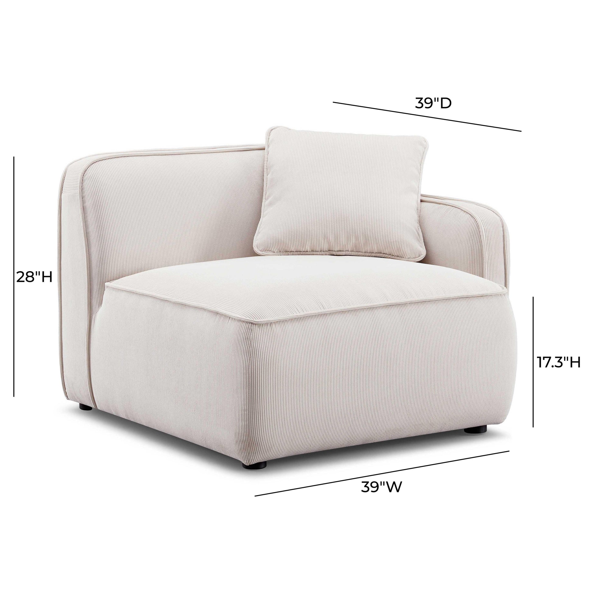 Travie Performance Corduroy Velvet Raf Corner Chair by TOV L69168