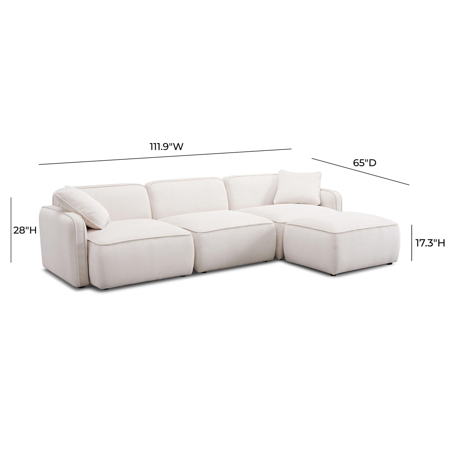 Travie 4 Piece Performance Corduroy Velvet Modular Sectional by TOV L69173