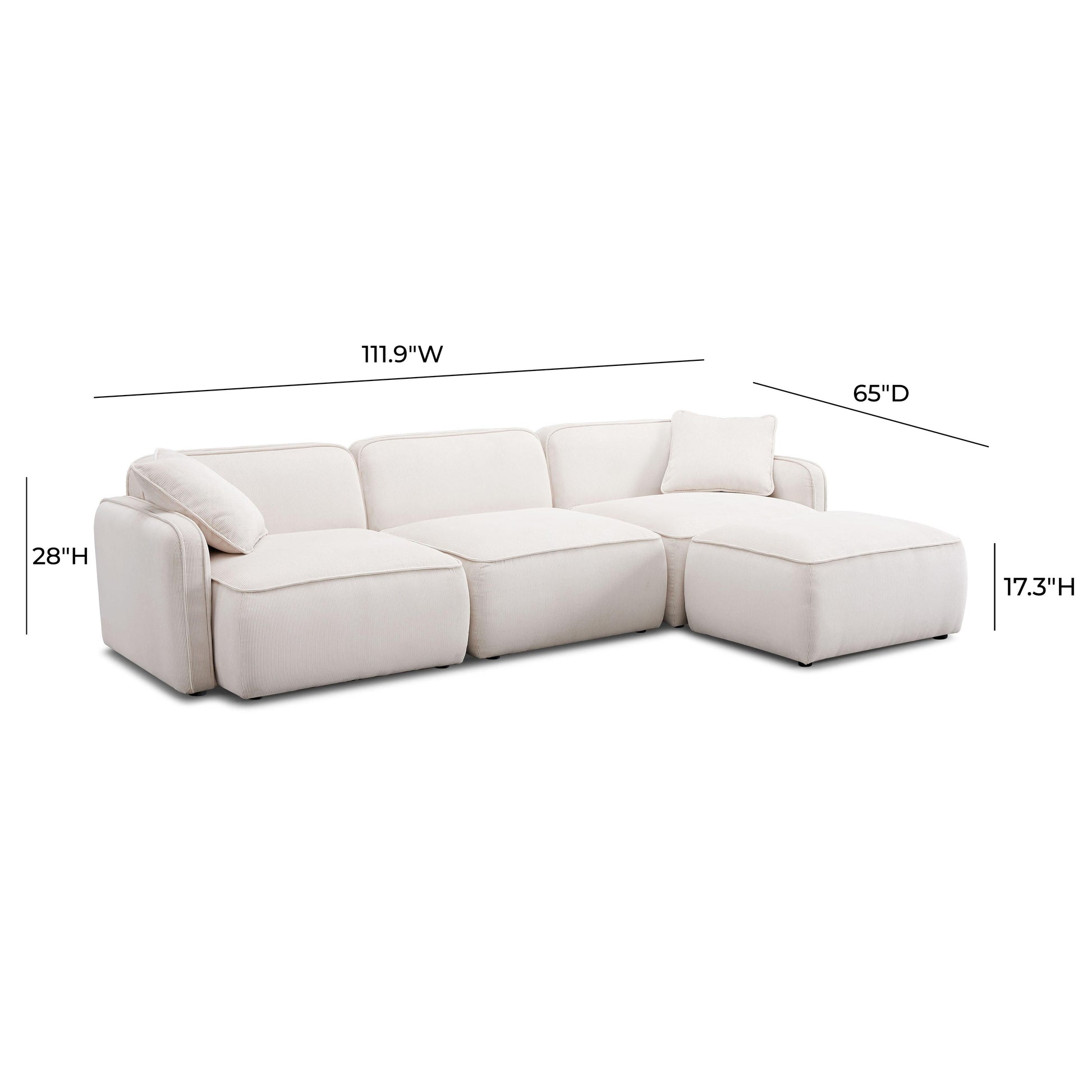 Travie 4 Piece Performance Corduroy Velvet Modular Sectional by TOV L69183