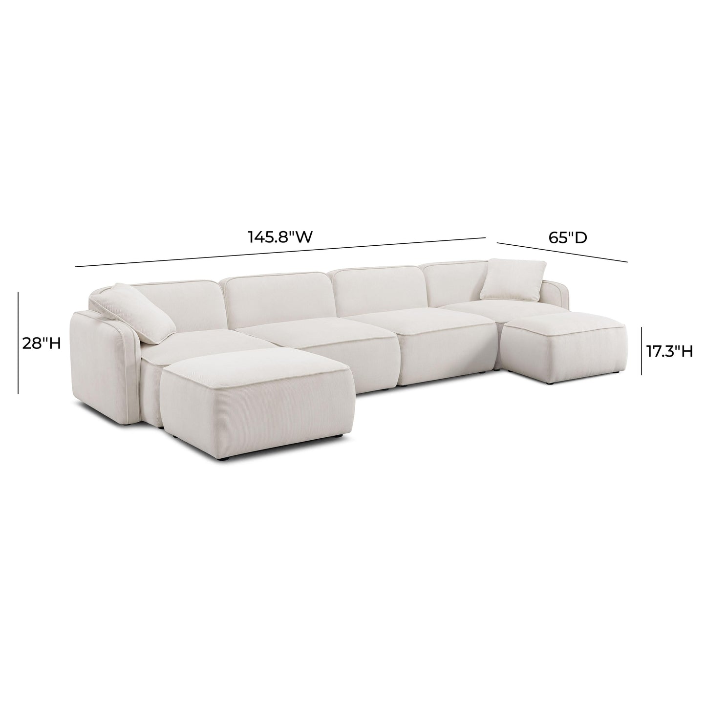 Travie 6 Pieceperformance Corduroy Velvet Modular U Sectional by TOV L69185